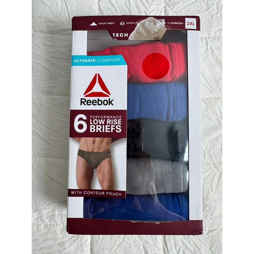 Reebok Mens Performance Low Rise Briefs 6 Pack Tech Comfort Assorted NEW